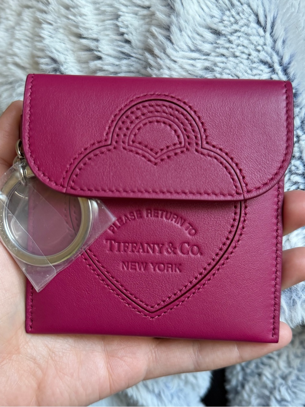 Tiffany & Co. Burgundy/Magenta Leather Valet Return to Tiffany Keychain Pouch